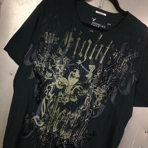 American Eagle Affliction Style Grunge Y2K Cyber Goth Punk Emo Shirt Large